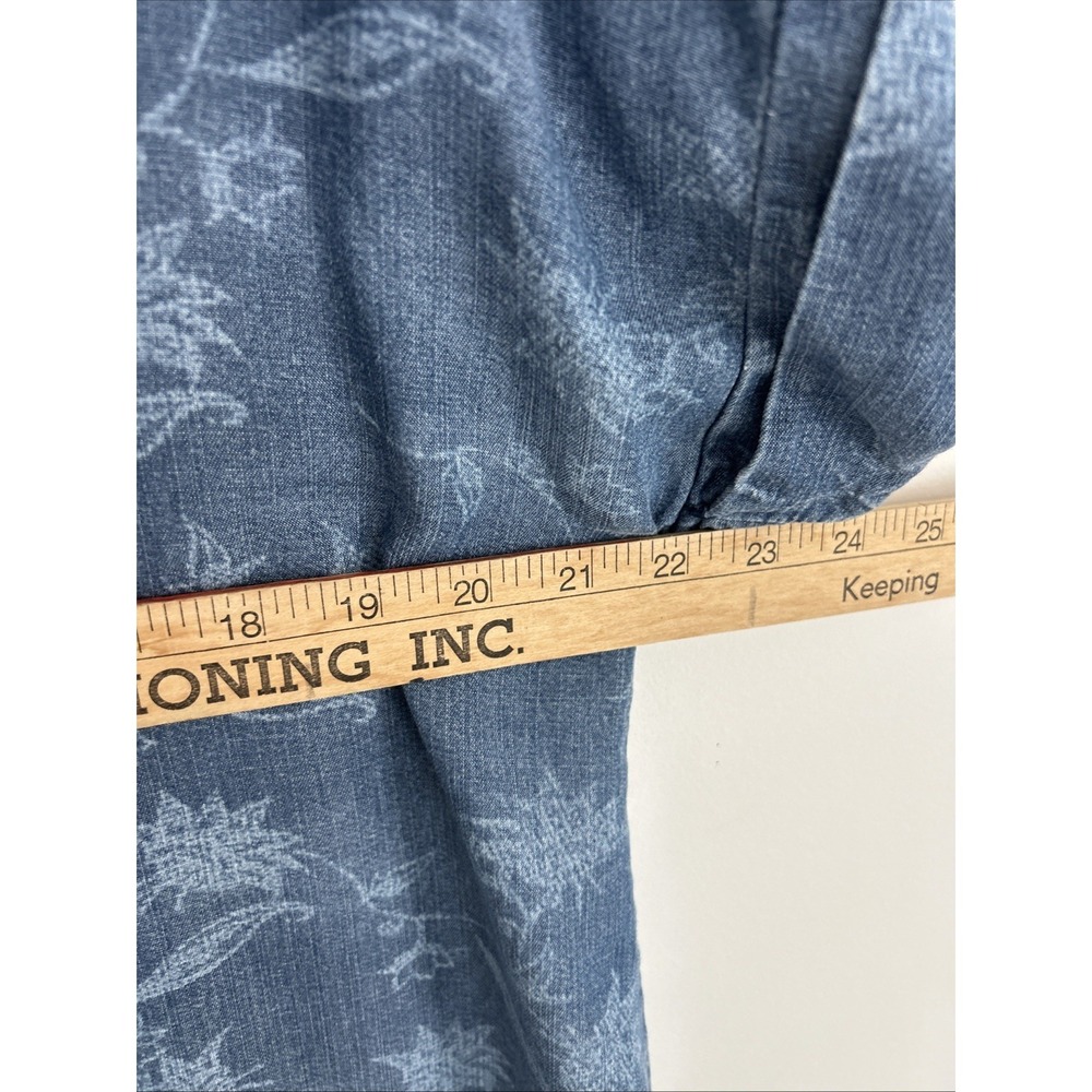 Liverpool Los Angeles Women's S Denim Blue Floral Short Sleeve Button-up Blouse - Picture 12 of 14